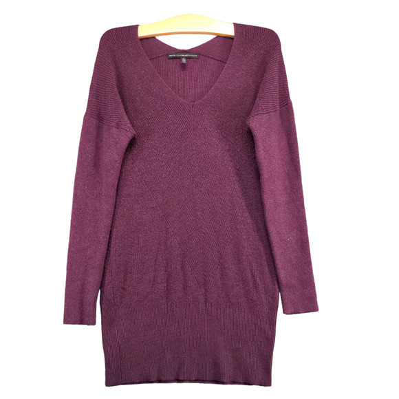 White House Black Market Dresses & Skirts - White House Black Market Women's Sweater Dress Purple Small Long Sleeve V-Neck